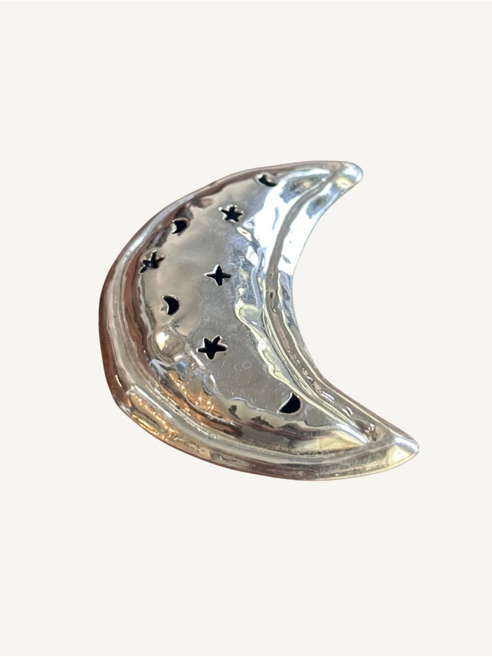 Large Sterling Silver Taxco Crescent Moon Brooch signed Mexico 925 TC-205 - 23g - Picture 3 of 6